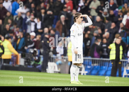 Madrid, Spanien. 24 Jan, 2019. Luka Modric (mittelfeldspieler; Real Madrid) in Aktion während der Copa del Rey, Viertelfinale Spiel zwischen Real Madrid und FC Girona im Santiago Bernabeu Stadion am Januar 24, 2019 in Madrid, Spanien Credit: Jack Abuin/ZUMA Draht/Alamy leben Nachrichten Stockfoto