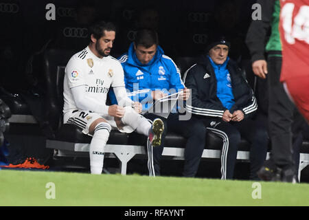 Madrid, Spanien. 24 Jan, 2019. Isco (mittelfeldspieler; Real Madrid) in Aktion während der Copa del Rey, Viertelfinale Spiel zwischen Real Madrid und FC Girona im Santiago Bernabeu Stadion am Januar 24, 2019 in Madrid, Spanien Credit: Jack Abuin/ZUMA Draht/Alamy leben Nachrichten Stockfoto