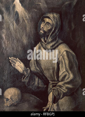 Hl. Franz von Assisi die Stigmata - Ca. 1595 - 76 x 57 cm - Öl auf Leinwand - Spanisch Manierismus. Autor: GRECO, El. Lage: MUSEO HOSPITAL DE SANTA CRUZ. Toledo. Spanien. Stockfoto