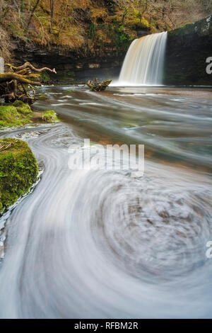 Sgwd Gwladys Wasserfall, Pontneddfechan, Brecon Beacons, Wales Stockfoto