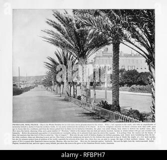 Promenade in Nizza, Frankreich, antiken Schönes Foto, 1893 Stockfoto