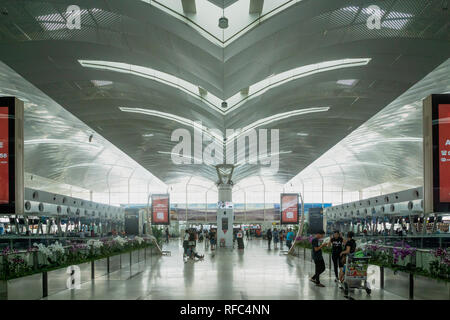 Medan, Indonesien - Januar 2019: Der internationale Flughafen Kualanamu Architektur in Medan, Nordsumatra, Indonesien. Stockfoto