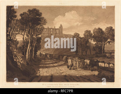Saint Catherine's Hill in der Nähe von Guilford. Stand: 1811. Medium: Radierung und schabkunst. Museum: Nationalgalerie, Washington DC. Autor: Joseph Mallord William Turner und J. C. Easling. Entworfen und von Joseph Mallord William Turner geätzt. TURNER, Joseph Mallord William. Stockfoto