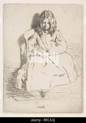 Annie sitzt. Künstler: James McNeill Whistler (Amerikanische, Lowell, Massachusetts 1834-1903 London). Abmessungen: Platte: 5 1/8 x 3 13/16 in. (13 x 9,7 cm) Blatt: 10 5/16 x 7 3/8 in. (26,2 x 18,7 cm). Datum: 1858-59. Museum: Metropolitan Museum of Art, New York, USA. Stockfoto