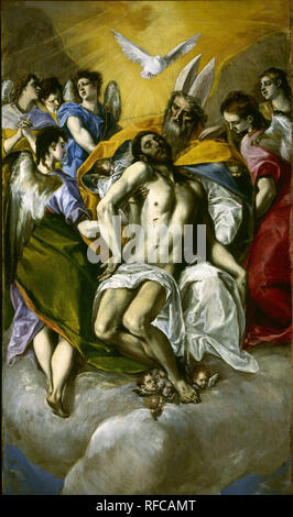 "Trinity", 1577-1579, Öl auf Leinwand, 300 cm x 179 cm, P 00824, nach der Restaurierung. Autor: GRECO, El. Lage: Museo del Prado - PINTURA. MADRID. Spanien. Stockfoto