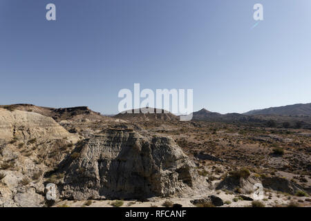 Blick auf die Wüste von Tabernas Almeria Provinz in Spanien, Europa Stockfoto