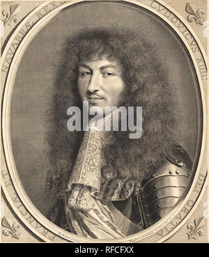 Louis XIV. Stand: 1664. Abmessungen: Blatt (an der Platte mark getrimmt): 49,6 x 42,2 cm (19 1/2 x 16 5/8 in.). Medium: Gravur. Museum: Nationalgalerie, Washington DC. Autor: Robert Nanteuil. Stockfoto