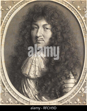 Louis XIV. Stand: 1676. Abmessungen: Blatt (innerhalb der Platte mark getrimmt): 51,5 x 42,6 cm (20 1/4 x 16 3/4 in.). Medium: Gravur. Museum: Nationalgalerie, Washington DC. Autor: Robert Nanteuil. Stockfoto