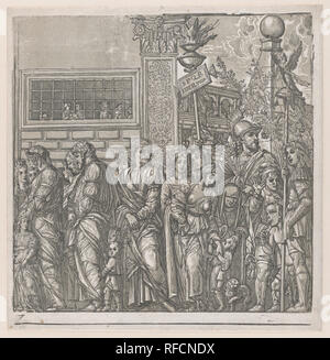 Blatt 7: Prozession, von den Triumph von Julius Caesar. Artist: Nach Andrea Mantegna (Italienisch, Isola di Carturo 1430/31-1506 Mantua); Andrea Andreani (Mantua, 1558/1559-1629); Vermittler Verfasser Bernardo Malpizzi (Italienisch, 1555-1623). Maße: Blatt: 15 7/8 x 15 3/8 in. (40,4 x 39 cm) Bild: 14 7/16 x 14 9/16 in. (36,7 × 37 cm). Datum: 1599. Museum: Metropolitan Museum of Art, New York, USA. Stockfoto