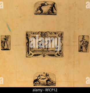 Soldaten. Mittel: 5 Radierungen auf 1 Blatt Papier [restrikes]. Museum: Nationalgalerie, Washington DC. Autor: STEFANO DELLA BELLA. Stockfoto