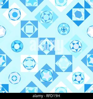 Nahtlose Textur mit geometrischen Formen in blauen Farbtönen. Vector Illustration. Stock Vektor