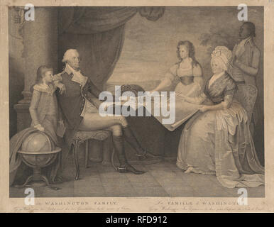 Die Familie Washington. Abmessungen: Bild: 47.94 x 62.39 cm (18 7/8 x 24 9/16 in.) Blatt: 53.02 x 69.06 cm (20 7/8 x 27 1/4 in.). Medium: Gravur. Museum: Nationalgalerie, Washington DC. Autor: Edward Savage. Stockfoto