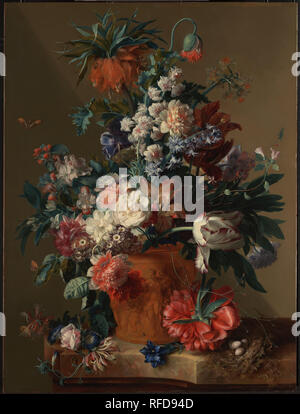 Vase mit Blumen. Datum/Zeitraum: 1722. Malerei. Öl auf Leinwand. Höhe: 803 mm (Webcast); Breite: 610 mm (24.01 in). Autor: JAN VAN HUYSUM. JAN VAN HUYSUM,. Stockfoto