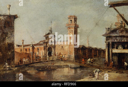 Der Eingang zum Arsenal in Venedig. Datum/Zeitraum: 1777 - 1793. Malerei. Höhe: 290 mm (11.41 in); Breite: 450 mm (17,71 in). Autor: Francesco Guardi. GUARDI, Francesco. Stockfoto