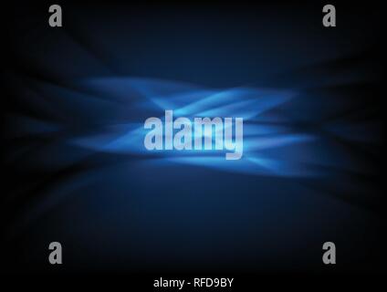 Dark Blue neon leuchtenden Wellen abstrakt Hintergrund. Vektor Design Stock Vektor