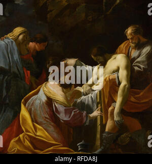 Die grablegung. Datum/Zeitraum: 1649. Malerei. Öl auf Leinwand. Breite: 151,4 cm. Höhe: 149,8 cm (ohne Rahmen). Autor: Simon Vouet. VOUET, Simon. Stockfoto