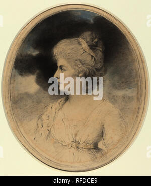 Porträt einer Frau im Profil. Stand: 1791. Abmessungen: Bild (oval): 23,3 x 19,8 cm (9 3/16 x 7 13/16 in.) Blatt: 25,5 x 20,6 cm (10 1/16 x 8 1/8 in.). Medium: Schwarze Kreide und Aquarell. Museum: Nationalgalerie, Washington DC. Autor: John Downman. Stockfoto