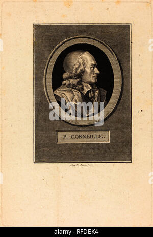 Pierre Corneille. Stand: 1799. Abmessungen: Platte: 17,3 x 11,6 cm (6 13/16 x 4 9/16 in.) Blatt: 21,7 x 15 cm (8 9/16 x 5 7/8 in.). Medium: Gravur über Radierung auf Bütten. Museum: Nationalgalerie, Washington DC. Autor: Augustin de Saint-Aubin. Stockfoto