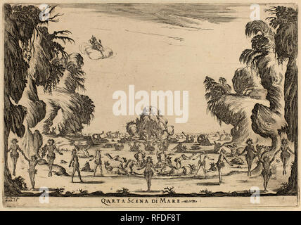 Quarta Scena di Mare. Stand: 1637. Medium: Radierung auf Bütten [Nachprägung]. Museum: Nationalgalerie, Washington DC. Autor: STEFANO DELLA BELLA. Stockfoto