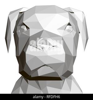 Polygonale hund Kopf. 3D-Ansicht von Vorne. Geometrische hund Kopf. Vector Illustration. Stock Vektor