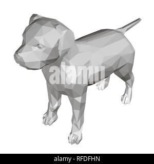3D-polygonalen Hund. Art der Isomerie. Geometrische Figur eines Hundes. Bull Terrier Vector Illustration. Stock Vektor