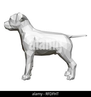 3D-polygonalen Hund. Von der Seite. Geometrische Figur eines Hundes. Bull Terrier Vector Illustration. Stock Vektor