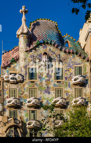 Detail der Fassade der Casa Batlló, architektonisches Werk von Antoni Gaudí Stockfoto