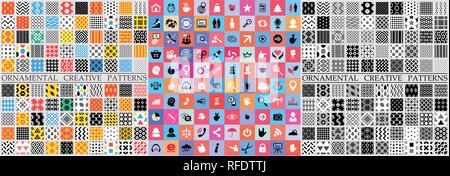 Digitale vector Farbe geometrische Universal verschiedene Muster mit Swatch Tiling endlose Textur, für Web und dekorativen Ornamenten Stock Vektor
