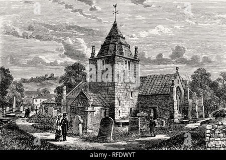 Corstorphine alte Pfarrkirche, Edinburgh, Schottland, 19. Jahrhundert Stockfoto