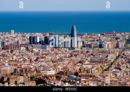 Luftaufnahme auf Barcelona Downtown Stockfoto