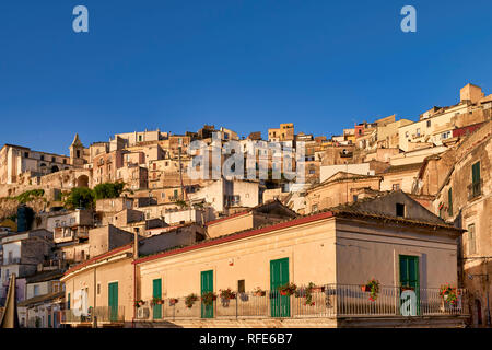 Blick auf die Altstadt von Ragusa Ibla Sizilien Italien Stockfoto