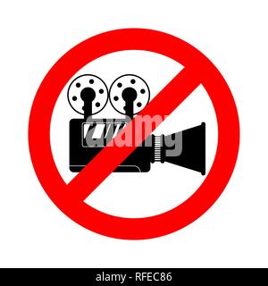 Verbot Video filmen. Stop Video zur Festsetzung. Red Road verbietet, Zeichen und Videokamera Stock Vektor