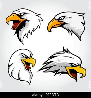 Sammlung von Eagle/Hawk Kopf Maskottchen Illustration Vektor Stock Vektor