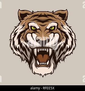 Brüllender Tiger. Tiger Kopf Maskottchen Illustration Vektor Stock Vektor