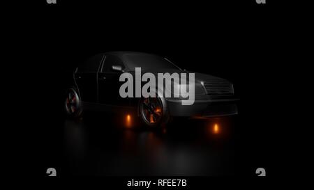 Der dunkle Hintergrund mit Silber und Rot Flares Stockfoto