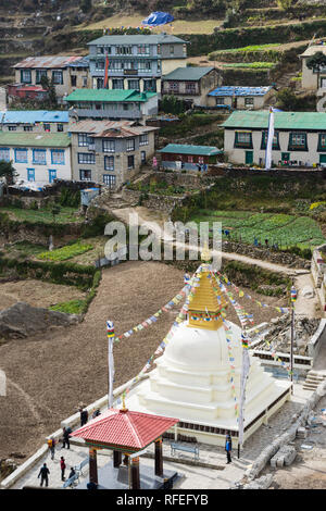 Stupa in Namche Bazaar, Sagarmatha, Nepal Stockfoto