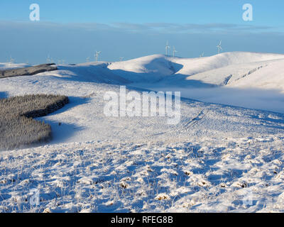 Blick aus einem verschneiten Nether Oliver Dod, in der Nähe der Tweedsmuir, Southern Uplands, Schottland Stockfoto