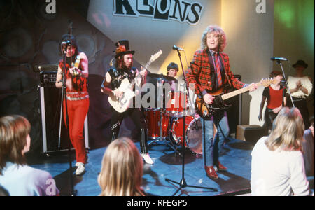 Britische band Slade im März 1984 in München. Jim Lea, Dave Hill, Don Powell an den Drums und Noddy Holder. | Verwendung weltweit Stockfoto