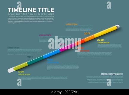 Vektor glasigen diagonal Infografik Unternehmen Meilensteine Timeline Vorlage mit Termine und andere Informationen - Dark teal Version Stock Vektor