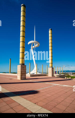 Torre de comunicacions de Montjuïc, Montjuïc Communications Tower, im Olympischen Park entfernt Stockfoto