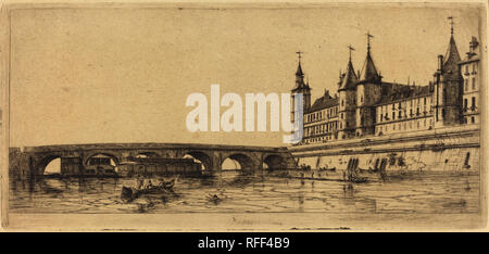 Le Pont-au-ändern, Paris. Stand: 1854. Medium: Radierung auf grünem Papier. Museum: Nationalgalerie, Washington DC. Autor: Charles Meryon. Stockfoto