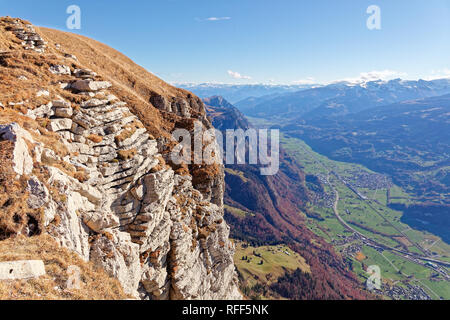 Der Churfirsten massiv und den Blick auf seeztal Tal - Appenzell Alpen, Schweiz Stockfoto