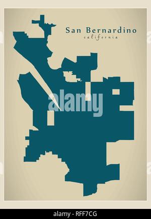Moderne Stadtplan - San Bernardino, Kalifornien Stadt der USA Stock Vektor
