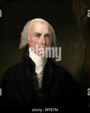 James Madison. Vom: C. 1821. Maße: gesamt: 65,3 x 54,3 cm (25 11/16 x 21 3/8 in.) gerahmt: 88,9 x 79,4 12,1 cm (35 x 31 x 1/4 x 4 3/4 in.). Medium: Öl auf Holz. Museum: Nationalgalerie, Washington DC. Autor: Gilbert Stuart. Stockfoto