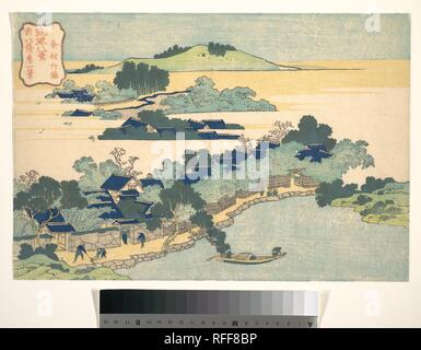 Bambus Hecke in Kumemura (Kumemura chikuri), aus der serie Acht Ansichten der Ryukyu Inseln (Ryukyu hakkei). Künstler: Katsushika Hokusai (Japanisch, Tokyo (EDO) 1760-1849 Tokyo (EDO)). Kultur: Japan. Abmessungen: 9 7/8 x 14 5/8 in. (25,1 x 37,1 cm). Datum: Ca. 1832. Hokusai's druckt der Ryukyu wurden der Ryukyu mission Ankunft in Edo im November 1832 zu gedenken. Obwohl die ursprünglichen Ortsverzeichnis, inspiriert Hokusai war in Schwarz und Weiß, seine Serie in exquisiten Farbe ist. Wir sehen nicht nur seine Verwendung von Farbe das exotische Ambiente der Ryukyu Inseln zu erhöhen, sondern auch Stockfoto