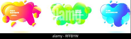 Abstrakte Flüssigkeit Hintergründe. Geometrische fließenden Formen und organische Formen mit brillanten Farben harmonisch in Neon Farben Stock Vektor