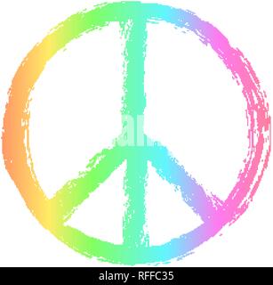 Runde texturierte Hippie peace Zeichen für den Druck Stock Vektor