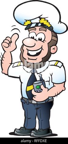 Vektor Cartoon Abbildung: Ein Glückliches Schiff Kapitän Stock Vektor