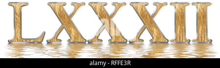 Ziffer 82, 82, spiegelt sich auf der Wasseroberfläche, isoliert auf weiss, 3d Render Stockfoto