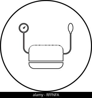 Druck messen Apparate und medizinisches Gerät für die Messung von Blutdruck, Puls Tonometer medizinisches Instrument Symbol schwarz Farbe Umrisse Vektor illustrati Stock Vektor